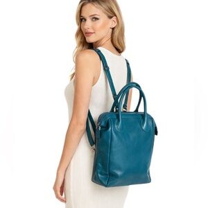 Beck Pack Italian Leather Beck Bag Backpack Tote Turquoise